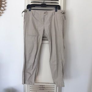 Theory woven pale chino khaki cropped pant